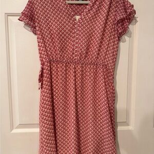 Red and White Patterned Dress